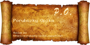 Porubszky Opika névjegykártya